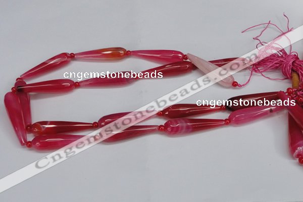 CAG6903 15.5 inches 10*40mm faceted teardrop line agate beads