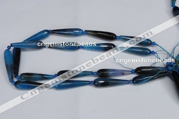 CAG6905 15.5 inches 10*40mm faceted teardrop line agate beads