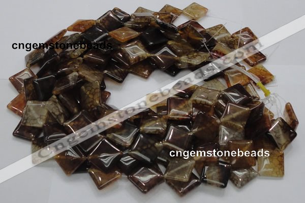 CAG691 15.5 inches 20*20mm rhombic dragon veins agate beads