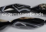 CAG6910 15.5 inches 13*40mm - 15*45mm faceted rice line agate beads