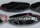 CAG6911 15.5 inches 13*40mm - 15*45mm faceted rice line agate beads