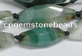 CAG6912 15.5 inches 13*35mm - 15*45mm faceted rice line agate beads