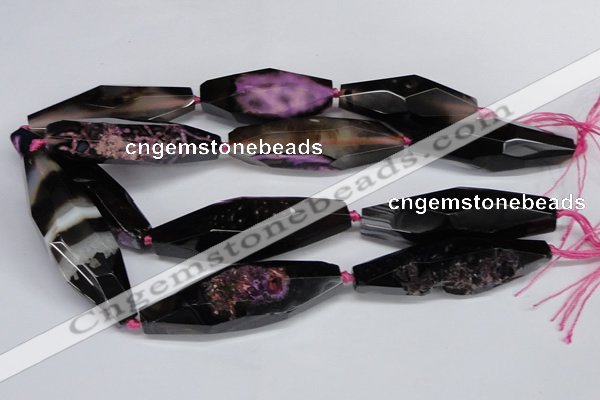 CAG6915 15.5 inches 18*65mm faceted rice line agate beads