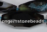 CAG6917 15.5 inches 18*65mm faceted rice line agate beads