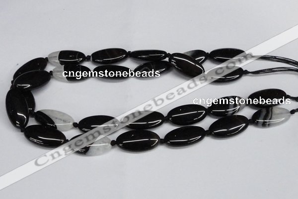 CAG6920 15.5 inches 15*30mm oval black line agate beads