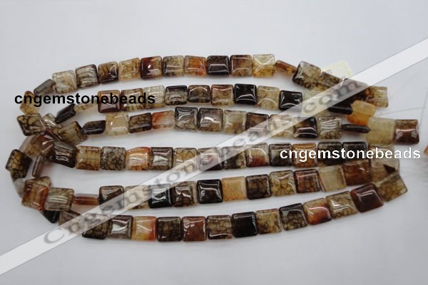 CAG693 15.5 inches 12*12mm square dragon veins agate beads