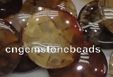 CAG694 15.5 inches 30mm flat round dragon veins agate beads