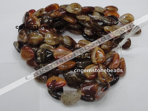 CAG695 15.5 inches 25*32mm flat teardrop dragon veins agate beads