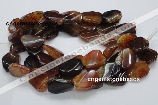 CAG696 15.5 inches 22*32mm twisted freeform dragon veins agate beads