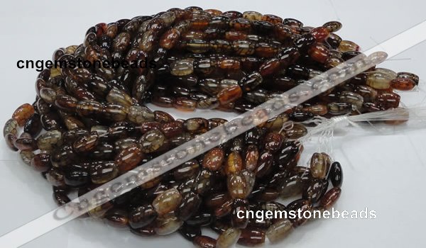 CAG699 15.5 inches 10*14mm rice dragon veins agate beads wholesale