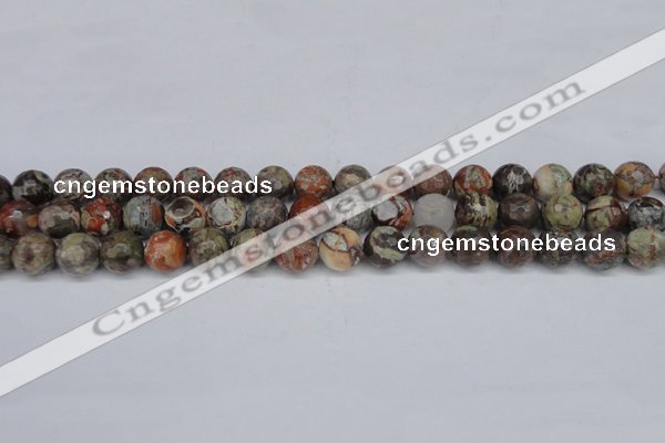 CAG7012 15.5 inches 8mm faceted round ocean agate gemstone beads