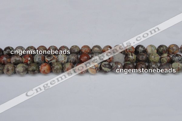 CAG7013 15.5 inches 10mm faceted round ocean agate gemstone beads