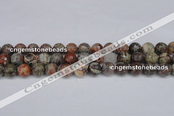 CAG7015 15.5 inches 14mm faceted round ocean agate gemstone beads