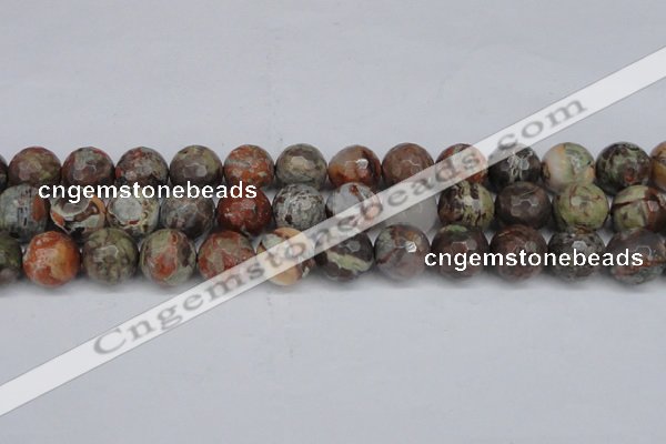 CAG7016 15.5 inches 16mm faceted round ocean agate gemstone beads