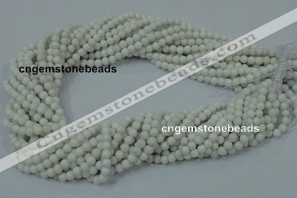 CAG704 15.5 inches 4mm round white agate gemstone beads wholesale