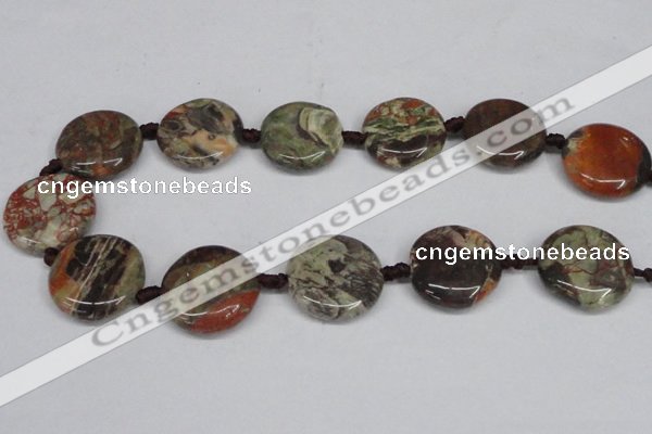 CAG7047 15.5 inches 25mm flat round ocean agate gemstone beads