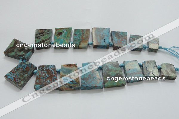 CAG7070 Top drilled 15*20mm - 25*30mm trapezoid ocean agate beads