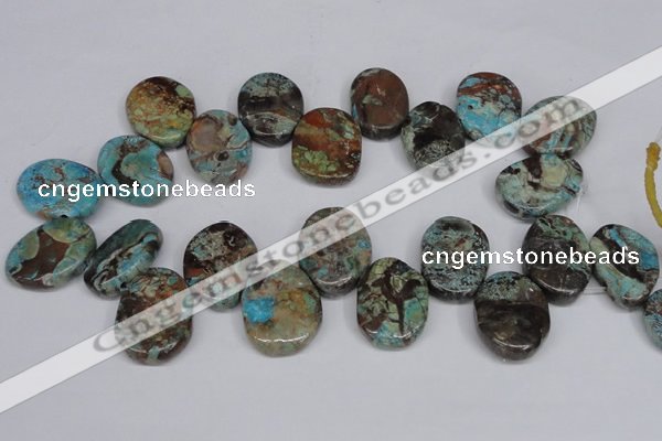 CAG7071 Top drilled 20*30mm - 25*35mm freeform ocean agate beads