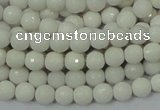 CAG710 15.5 inches 6mm faceted round white agate gemstone beads