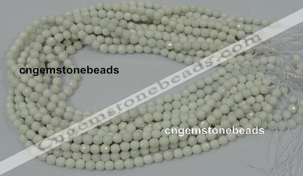 CAG710 15.5 inches 6mm faceted round white agate gemstone beads