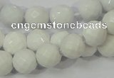 CAG712 15.5 inches 10mm faceted round white agate gemstone beads