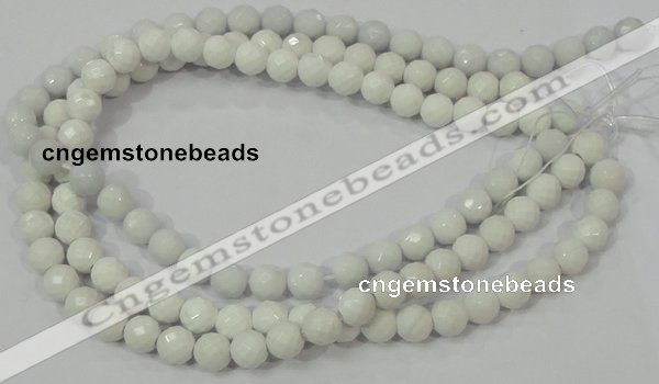 CAG712 15.5 inches 10mm faceted round white agate gemstone beads