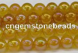 CAG7120 15.5 inches 4mm round AB-color yellow agate gemstone beads