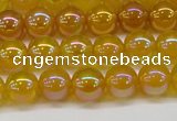 CAG7121 15.5 inches 6mm round AB-color yellow agate gemstone beads