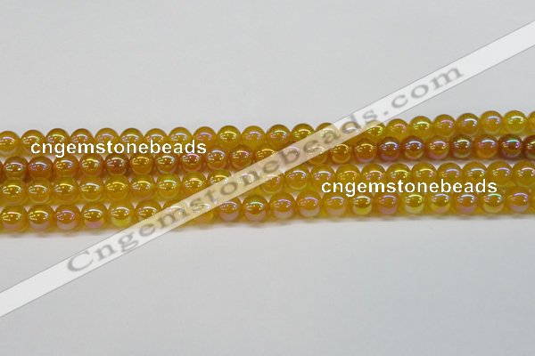 CAG7121 15.5 inches 6mm round AB-color yellow agate gemstone beads