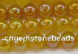 CAG7122 15.5 inches 8mm round AB-color yellow agate gemstone beads