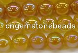 CAG7123 15.5 inches 10mm round AB-color yellow agate gemstone beads