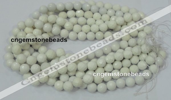 CAG713 15.5 inches 12mm faceted round white agate gemstone beads