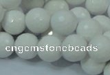 CAG714 15.5 inches 14mm faceted round white agate gemstone beads