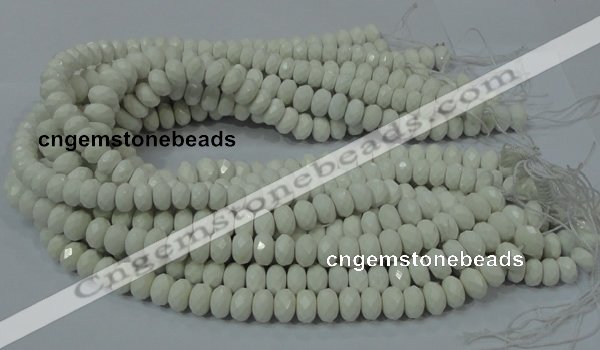 CAG715 15.5 inches 6*10mm faceted rondelle white agate gemstone beads