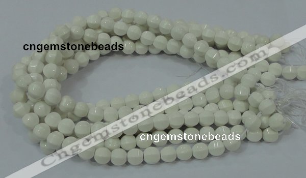 CAG717 15.5 inches 10mm pumpkin shape white agate gemstone beads