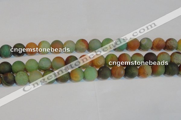 CAG7171 15.5 inches 14mm round matte rainbow agate gemstone beads