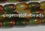 CAG7176 15.5 inches 10*14mm drum rainbow agate gemstone beads