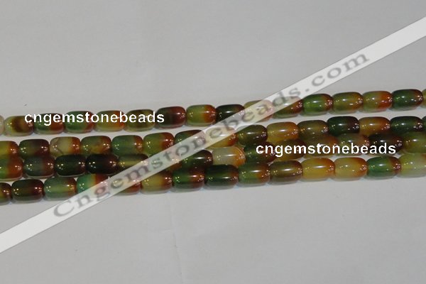 CAG7176 15.5 inches 10*14mm drum rainbow agate gemstone beads