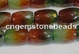 CAG7179 15.5 inches 10*14mm faceted drum rainbow agate gemstone beads