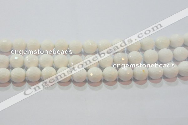 CAG7186 15.5 inches 16mm faceted round white agate gemstone beads