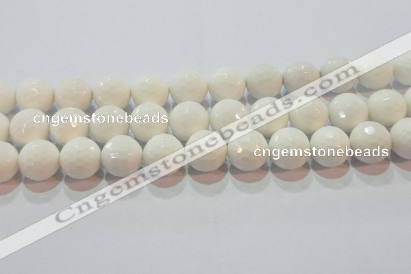 CAG7187 15.5 inches 18mm faceted round white agate gemstone beads