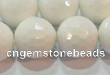 CAG7188 15.5 inches 20mm faceted round white agate gemstone beads