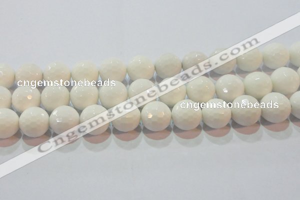 CAG7188 15.5 inches 20mm faceted round white agate gemstone beads