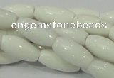 CAG719 15.5 inches 10*20mm rice white agate gemstone beads wholesale