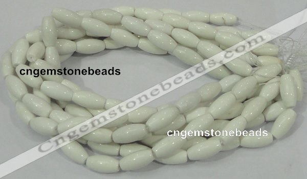 CAG719 15.5 inches 10*20mm rice white agate gemstone beads wholesale
