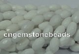 CAG720 15.5 inches 6*8mm faceted rice white agate gemstone beads