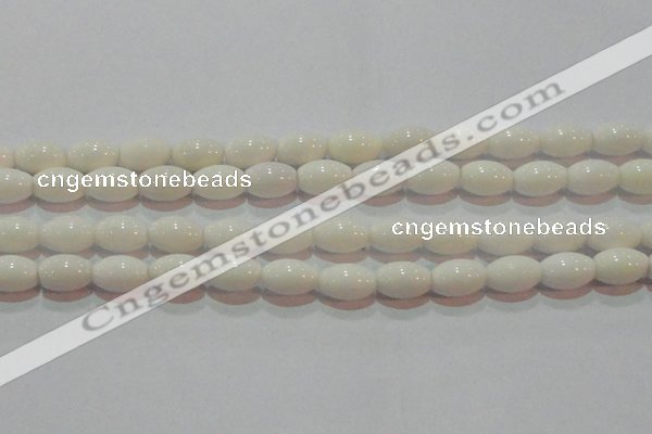 CAG7202 15.5 inches 8*12mm rice white agate gemstone beads