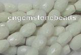 CAG721 15.5 inches 8*10mm faceted rice white agate gemstone beads