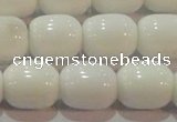 CAG7211 15.5 inches 10*12mm drum white agate gemstone beads