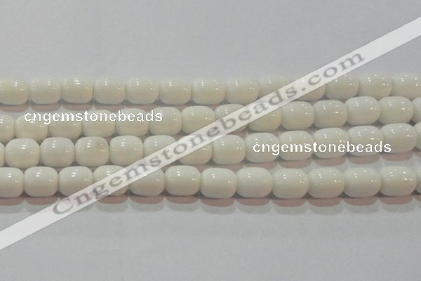 CAG7211 15.5 inches 10*12mm drum white agate gemstone beads